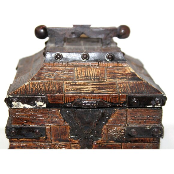 Vintage Wooden Pirate Treasure Chest Jewelry Trinket Storage Box Rustic Gothic - Picture 5 of 8